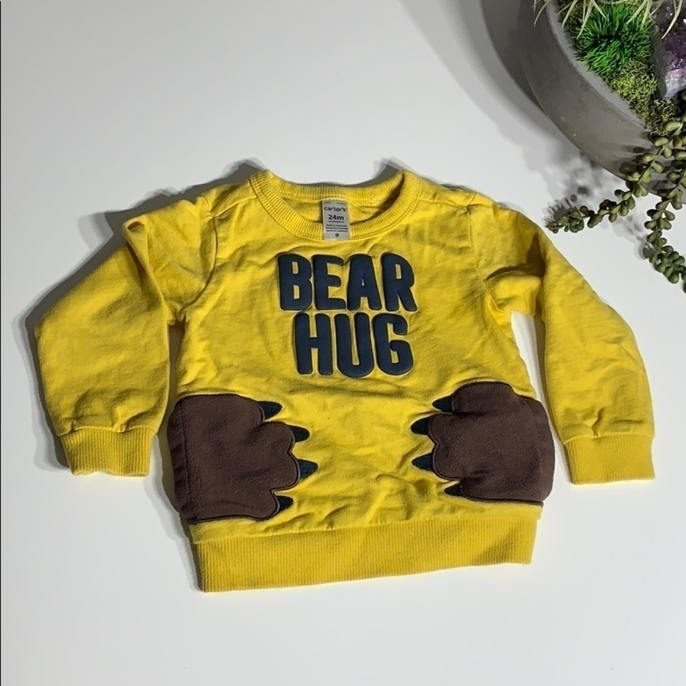 Carter’s Bear Hug Double Pocket Sweatshirt yellow pullover toddlers 24 M